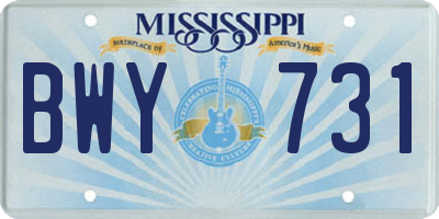 MS license plate BWY731