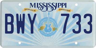 MS license plate BWY733