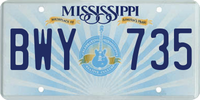 MS license plate BWY735