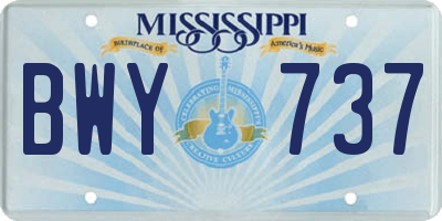 MS license plate BWY737