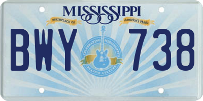 MS license plate BWY738