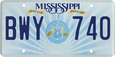 MS license plate BWY740