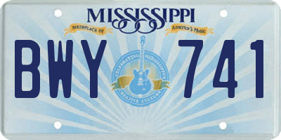 MS license plate BWY741