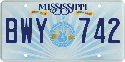 MS license plate BWY742