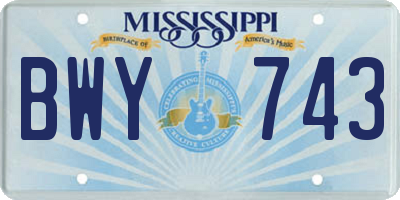 MS license plate BWY743
