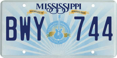 MS license plate BWY744