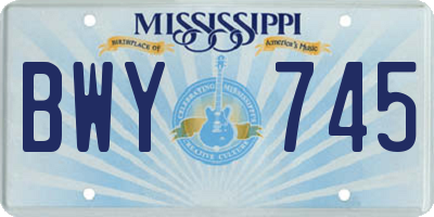 MS license plate BWY745