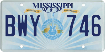 MS license plate BWY746