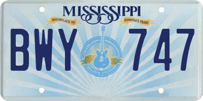 MS license plate BWY747