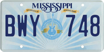 MS license plate BWY748