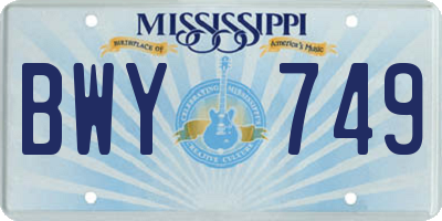 MS license plate BWY749
