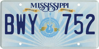 MS license plate BWY752