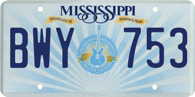 MS license plate BWY753