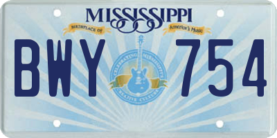 MS license plate BWY754