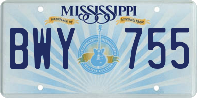 MS license plate BWY755