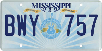 MS license plate BWY757
