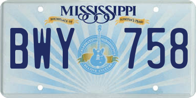 MS license plate BWY758