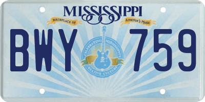 MS license plate BWY759