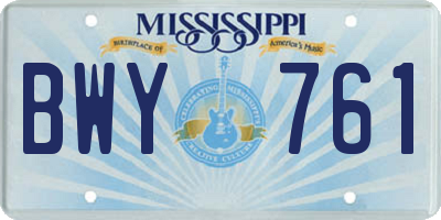 MS license plate BWY761