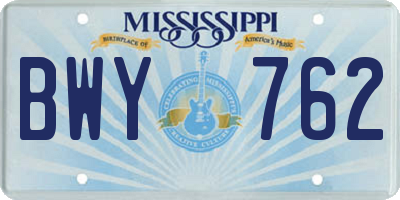 MS license plate BWY762