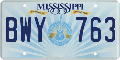 MS license plate BWY763