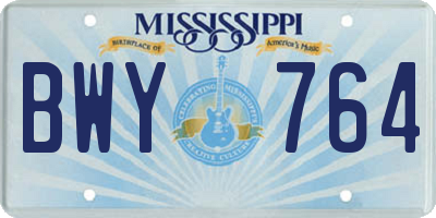 MS license plate BWY764