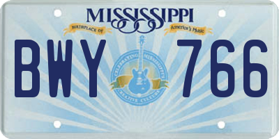 MS license plate BWY766
