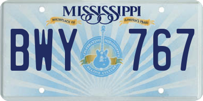 MS license plate BWY767