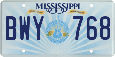 MS license plate BWY768