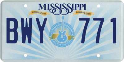 MS license plate BWY771