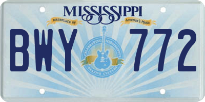MS license plate BWY772