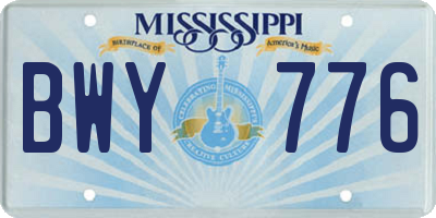 MS license plate BWY776