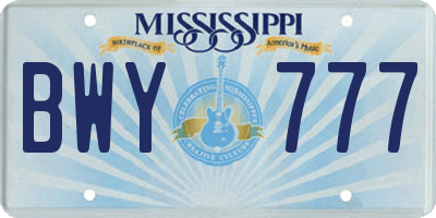 MS license plate BWY777