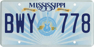 MS license plate BWY778