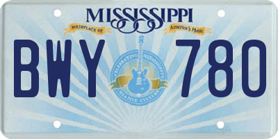 MS license plate BWY780