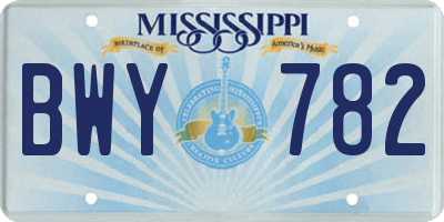 MS license plate BWY782