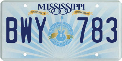 MS license plate BWY783