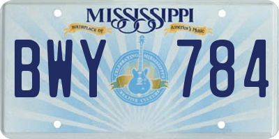 MS license plate BWY784