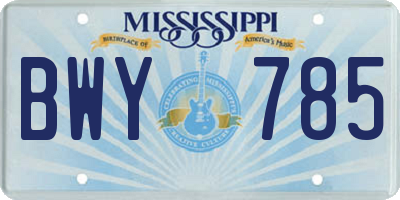 MS license plate BWY785