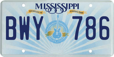 MS license plate BWY786