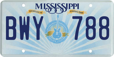 MS license plate BWY788