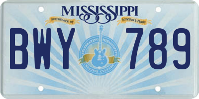 MS license plate BWY789