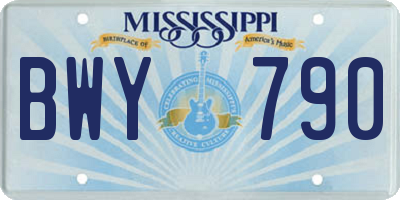 MS license plate BWY790