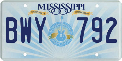 MS license plate BWY792