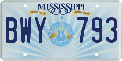 MS license plate BWY793