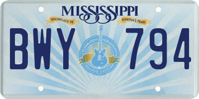 MS license plate BWY794