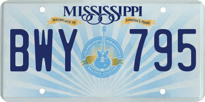 MS license plate BWY795