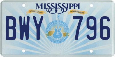 MS license plate BWY796