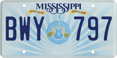 MS license plate BWY797
