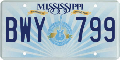 MS license plate BWY799